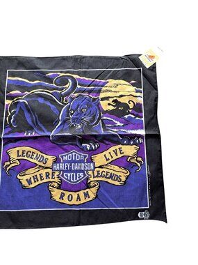 New Harley-Davidson Panther Bandana Black Purple Cotton Legends Where Roam Live
